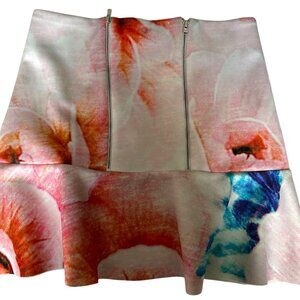 ZARA TRAFALUC TRF WOMENS MULTICOLOR SHORT MINI FRONT ZIPPER SKIRT SZ SMALL S